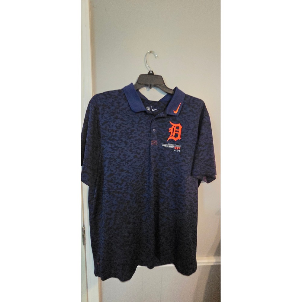 Nike Detroit Tigers MLB Dri-FIT Polo Shirt Mens XXL Navy Digi Camo Short Sleeve